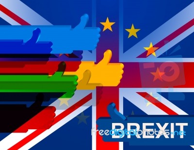 Brexit Thumbs Up Means Great Britain And Leave Stock Image
