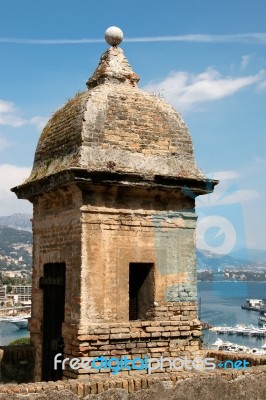 Brick Built Watchtower In The Grounds Of The Palace In Monte Car… Stock Photo