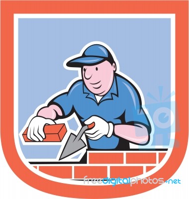 Bricklayer Mason Plasterer Worker Cartoon Stock Image