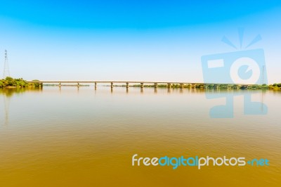 Bridge At The River Nile In Dongola In Sudan Stock Photo