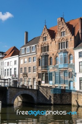 Bridge Over A Canal In Bruges Stock Photo