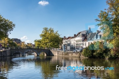 Bridge Over A Canal In Bruges West Flanders In Belgium Stock Photo