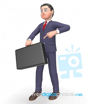 Briefcase Character Indicates Business Person And Commercial 3d Stock Image