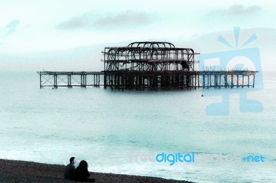 Brighton, East Sussex/uk - January 26 : View Of The Derelict Wes… Stock Photo