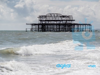 Brighton, Sussex/uk - May 24 : View Of The Derelict Pier In Brig… Stock Photo Brighton, Sussex/uk - May 24 : View Of The Derelict Pier In Brig… Stock Photo
