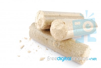 Briquettes And Granulated Firewood Stock Photo