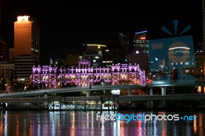 Brisbane Casino At Night Stock Photo