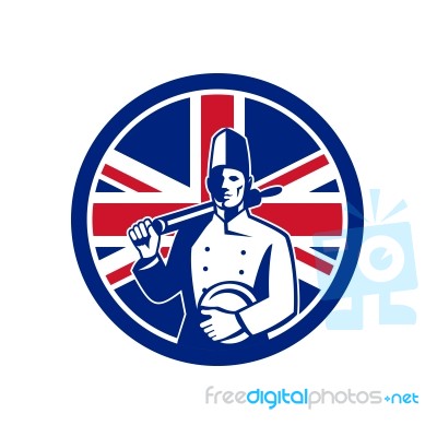 British Baker Union Jack Flag Icon Stock Image