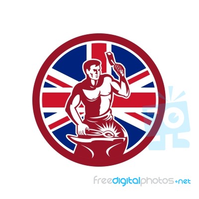 British Blacksmith Union Jack Flag Icon Stock Image