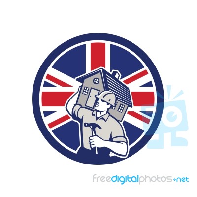 British Building Contractor Uk Flag Icon Stock Image