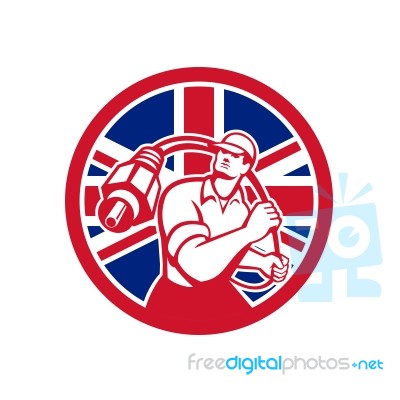 British Cable Installer Union Jack Flag Icon Stock Image
