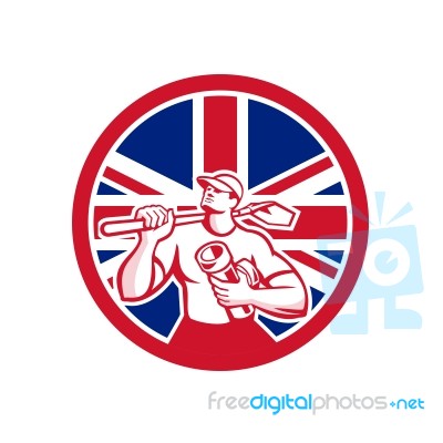 British Drainlayer Union Jack Flag Icon Stock Image
