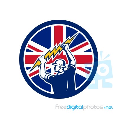 British Electrician Union Jack Flag Icon Stock Image