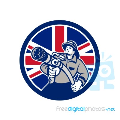 British Firefighter Union Jack Flag Icon Stock Image