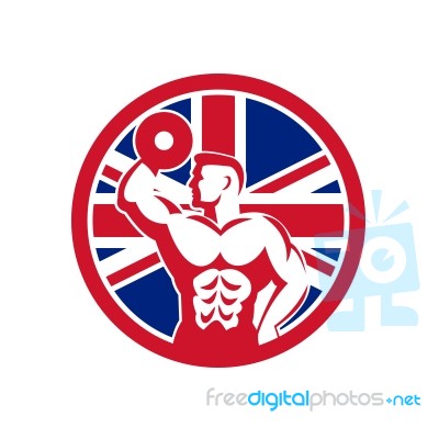 British Fitness Gym Union Jack Flag Icon Stock Image