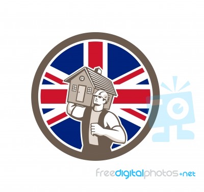 British House Removal Union Jack Flag Icon Stock Image