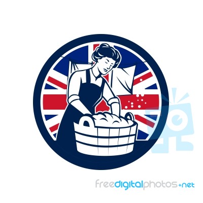 British Laundry Union Jack Flag Icon Stock Image
