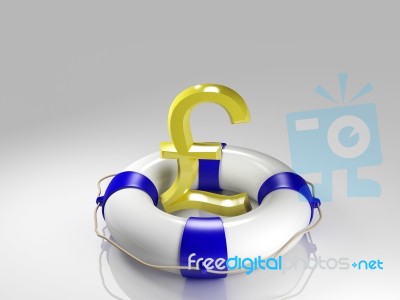 British Pound Sign In The Lifebuoy Stock Image