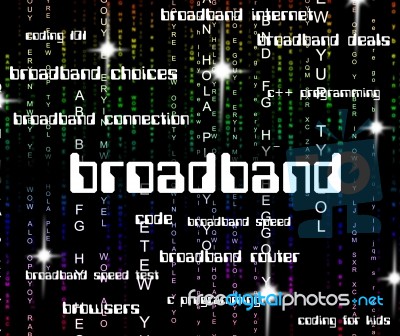 Broadband Word Shows World Wide Web And Computing Stock Image