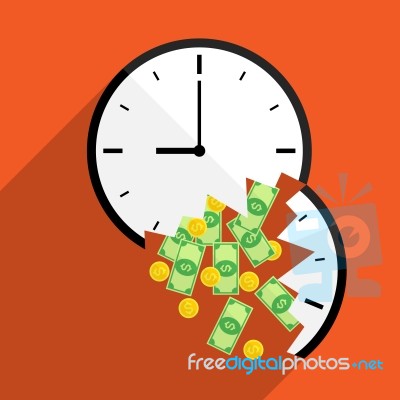 Broke Time Waste Money Illustration Stock Image