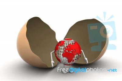 Broken Egg With Earth Stock Image