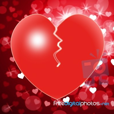 Broken Heart Shows Valentines Day And Break Stock Image