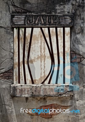 Broken Jail Window Stock Photo