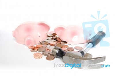 Broken Piggy Bank Stock Photo