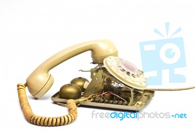 Broken Telephone Stock Photo