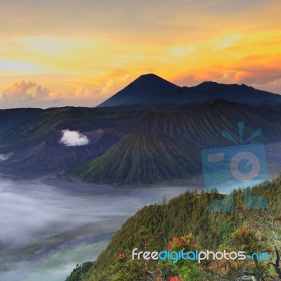 Bromo Mountain In East Java, Indonesia Stock Photo