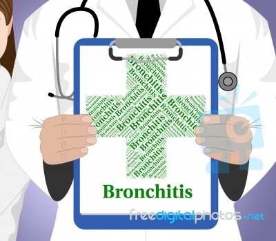 Bronchitis Word Shows Respiratory Disease And Attack Stock Image