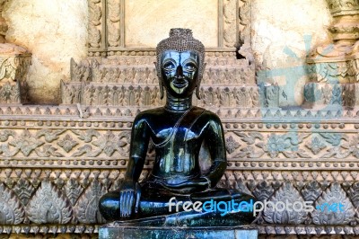 Bronze Buddha Statue At The Haw Phra Kaew, Vientiane, Laos Stock Photo