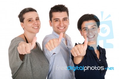 Brother And Sisters Showing Thumbs Up Stock Photo