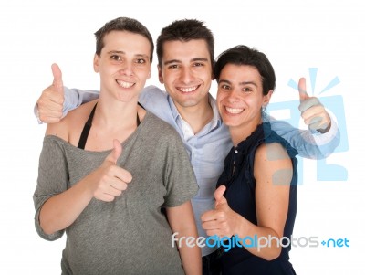 Brother And Sisters Showing Thumbs Up Stock Photo