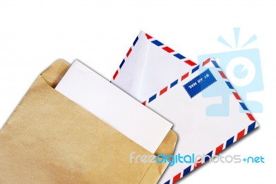 Brown Document And Air Mail Envelope Stock Photo