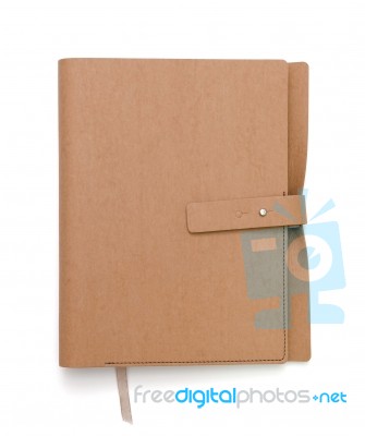 Brown Notebook Cover Background On White Stock Photo