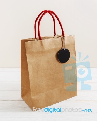 Brown Paper Shopping Bag Stock Photo