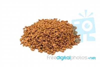 Brown Pieces Of Instant Coffee On White Stock Photo