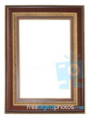 Brown Wooden Frame Isolated On White Background Stock Photo