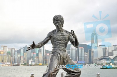 Bruce Lee Statue Stock Photo