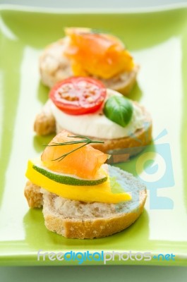 Bruschetta Appetizers Stock Photo