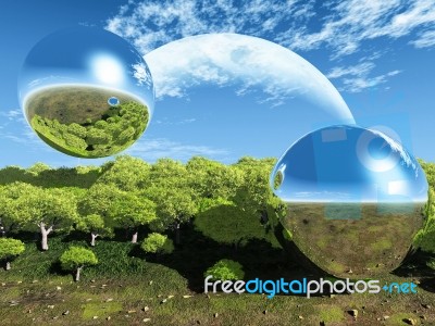 Bubble  Nature And The Moon Stock Image