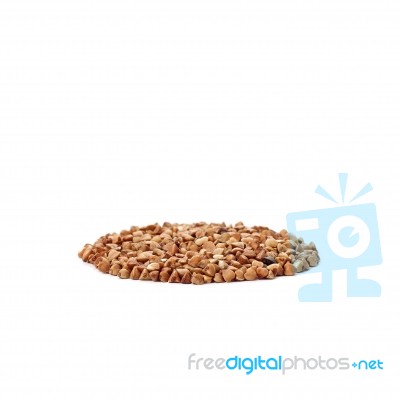 Buckwheat On A White Background Stock Photo