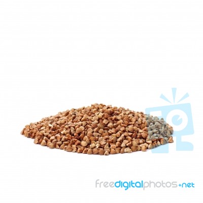 Buckwheat On A White Background Stock Photo