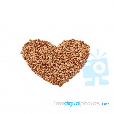 Buckwheat On A White Background Stock Photo