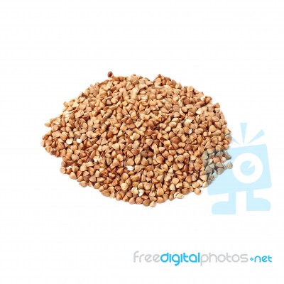 Buckwheat On A White Background Stock Photo