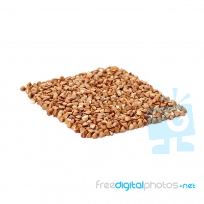 Buckwheat On A White Background Stock Photo