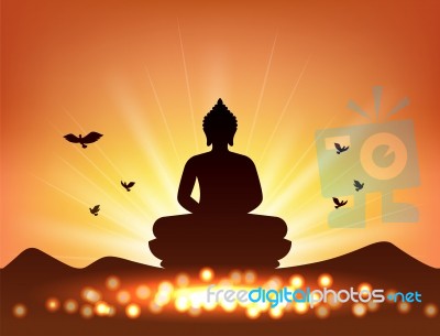 Buddha Silhouette And Candlelight For Buddhism Stock Image