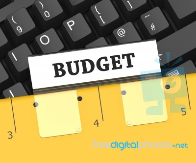 Budget File Represents Reasonably Priced And Budgeting 3d Render… Stock Image
