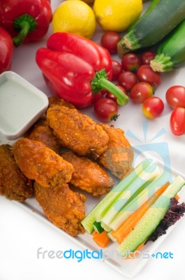 Buffalo Chicken Wings Served With Pinzimonio Stock Photo